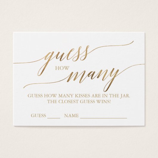 Élégante Calligraphie Or Devine Combien De Baisers (Devant)