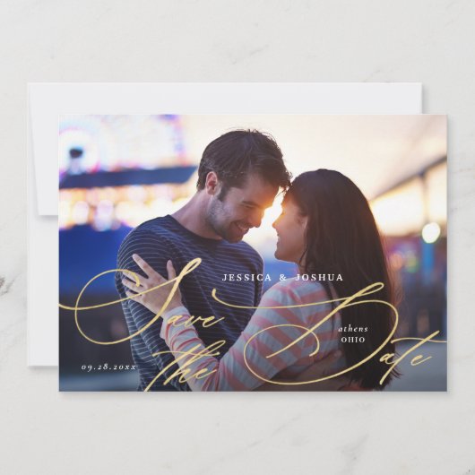 Élégante calligraphie or Enregistrer la carte de d (Devant)