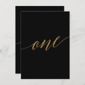 Élégante calligraphie Or et Noir Numéro de table U (Devant / Derrière)