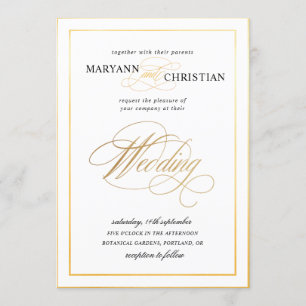élégante calligraphie or faire-part de mariage