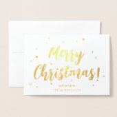 Élégante calligraphie or Joyeux Noël Carte Foil (Devant avec enveloppe)
