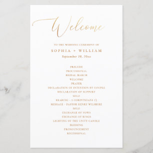 Élégante calligraphie or programme de mariage simp