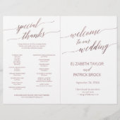 Élégante calligraphie or Rose pliée Programme comp (Devant)