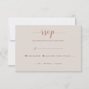 Élégante calligraphie orange brûlée simple carte R