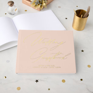 Élégante calligraphie Peach Pink Gold Foil Mariage