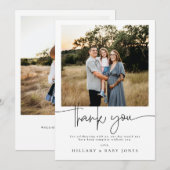 Élégante calligraphie Photo Baby Show Carte de rem (Devant / Derrière)