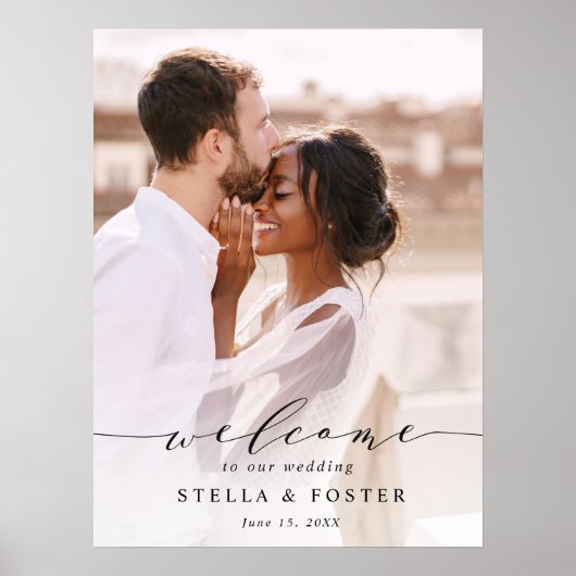Élégante calligraphie Photo Mariage Affiche de bie (Devant)