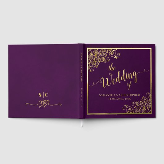 Élégante calligraphie Plum Purple Gold Mariage (Complet)
