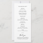 Élégante calligraphie Programme de mariage minimal (Dos)
