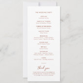 Élégante calligraphie Programme de mariage minimal (Dos)