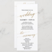 Élégante calligraphie | Programme Gold Wedding Par (Devant / Derrière)
