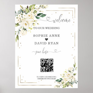 Élégante calligraphie QR Code Mariage Affiche de b