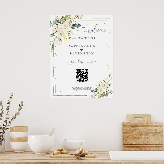Élégante calligraphie QR Code Mariage Affiche de b (Cuisine)