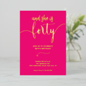 Élégante Calligraphie rose 40 Invitation CARTE D'A (Debout devant)
