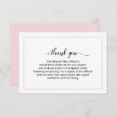 Élégante calligraphie rose douce Merci funéraire (Devant / Derrière)