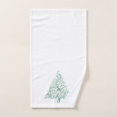 Élégante calligraphie rouge et verte Arbre de Noël (Serviette à main)