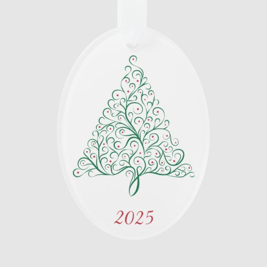 Élégante calligraphie rouge et verte Arbre de Noël (devant)