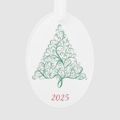 Élégante calligraphie rouge et verte Arbre de Noël (dos)