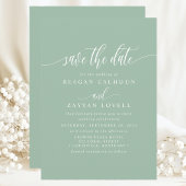 Élégante Calligraphie Save The Date Menthe Poussié