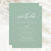 Élégante Calligraphie Save The Date Menthe Poussié