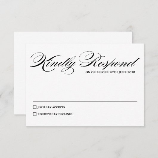 Élégante Calligraphie Script Mariage carte RSVP (Devant / Derrière)