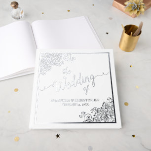 Élégante calligraphie Silver Foil sur Mariage blan