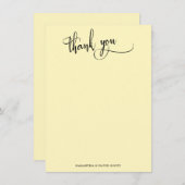 Élégante calligraphie Simple Merci jaune clair (Devant / Derrière)