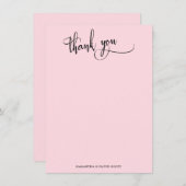 Élégante calligraphie Simple Pastel Merci rose (Devant / Derrière)