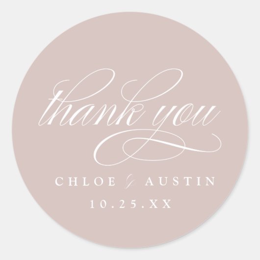 Élégante calligraphie Stickers Mariage rose Dusty (Devant)