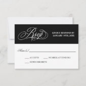 Élégante calligraphie sur Noir Mariage RSVP (Devant)