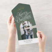 Elégante calligraphie verte carte photo de Noël (Déchirure)