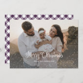 Élégante calligraphie violette Carte de Noël (Devant / Derrière)