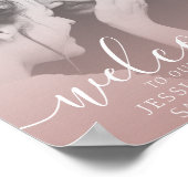 Elegante Calligraphy Foto Rose Goud Bruiloft Poster (Hoek)