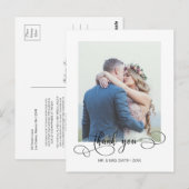 Elegante Calligraphy Huwelijksfoto Bedankt Briefkaart (Voorkant / Achterkant)