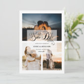 Elegante Calligraphy Nepparel Effect 3 Foto Save The Date (Staand voorkant)