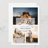 Elegante Calligraphy Nepparel Effect 3 Foto Save The Date (Voorkant / Achterkant)