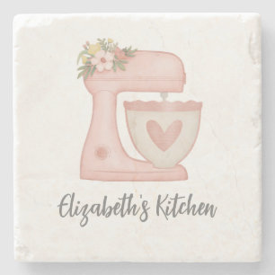 Elegante Calligraphy Roze Cake Mixer Stenen Onderzetter