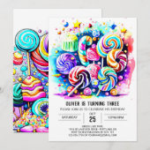 Elegante Candyland Printable Verjaardag Kaart (Voorkant / Achterkant)