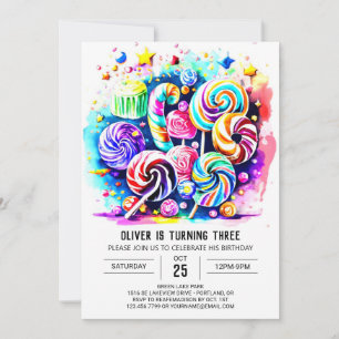Elegante Candyland Printable Verjaardag Kaart