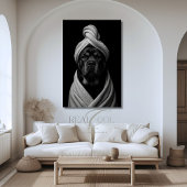 Elegante Canine Art of "Duke" in handdoek tulband Poster