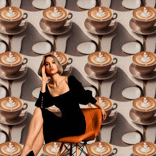 Elegante Cappuccino Café Latte Art Peel en Stick Behang