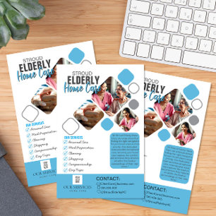 Elegante Caregiver foto Grijs & Blauw Ontwerp Flyer