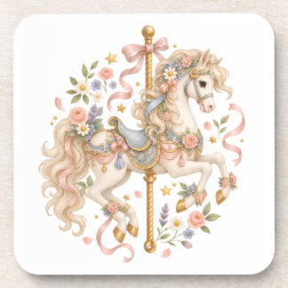 Elegante Carrouselpaard Franse Sprookje Bier Onderzetter