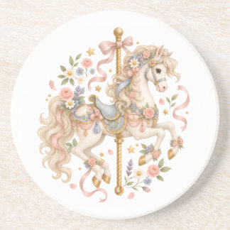 Elegante Carrouselpaard Franse Sprookje Zandsteen Onderzetter