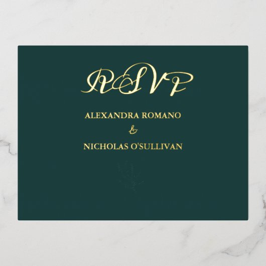 Élégante carte à huile Mariage Emerald Choice RSVP (Recto)