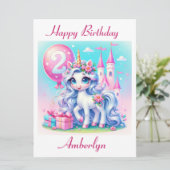 Élégante Carte Anniversaire Unicorn 2 Ans (Debout devant)