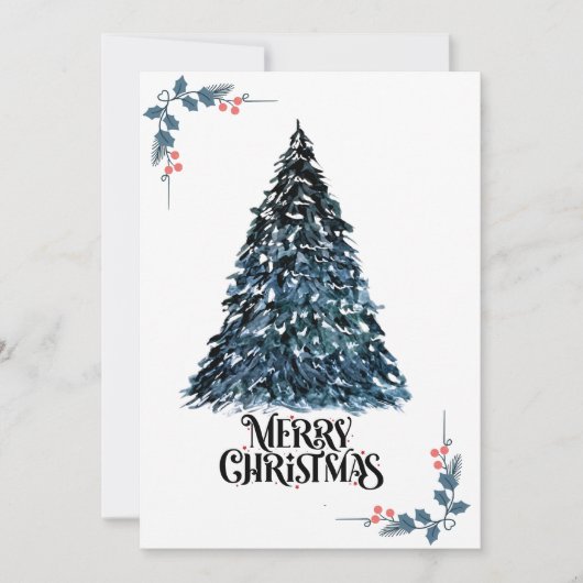 Elégante carte Arbre de Noël aquarelle | Festive & (Devant)