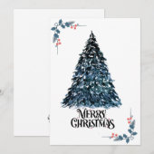 Elégante carte Arbre de Noël aquarelle | Festive & (Devant / Derrière)