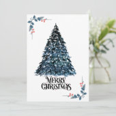 Elégante carte Arbre de Noël aquarelle | Festive & (Debout devant)