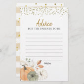 Elégante carte Baby shower Citrouille blanc (Devant / Derrière)